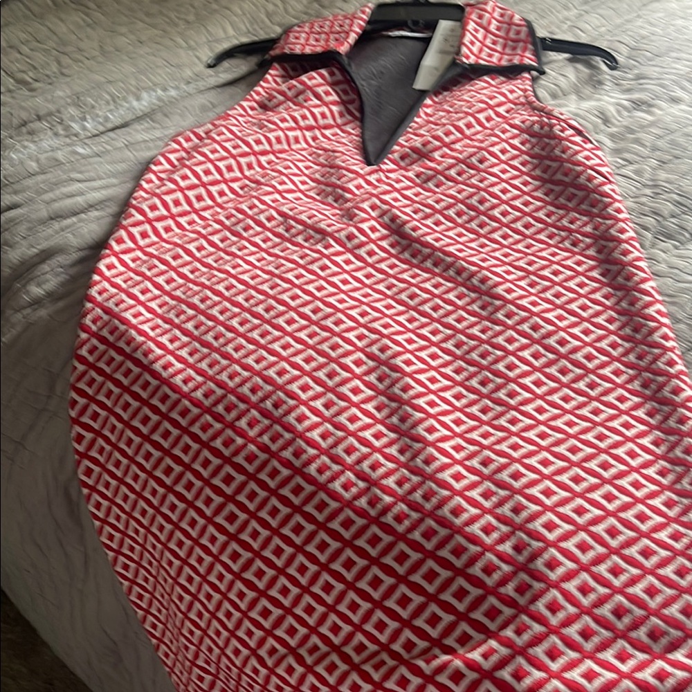 Zara Red and White Patterned Dress